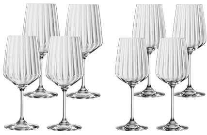 Spiegelau, 8-teiliges LifeStyle Set, 4x Weissweinglas (440 ml), 4x Rotweinglas (630 ml), 4459894, Weingläser aus Kristallglas, spülmaschinenfest, Klar