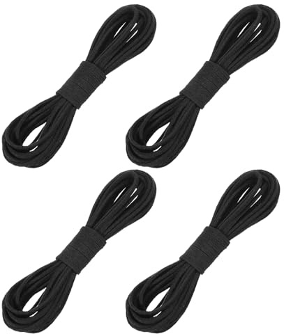 sourcing map 4 Pcs Faux Suede Leather Cord, 2.6mm x 5.5 Yards Flat Thin String Leather Crafting Rope Thread for Jewelry Making Necklace Bracelet DIY Handmade Crafts, Black