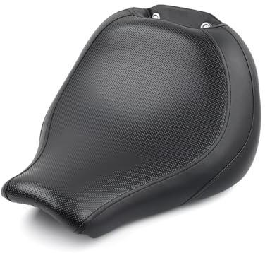 FSFYUK 1pc Leather Driver Front Rider Seat Cushion Solo Saddle Black for Fat Boy 114 FLFBS Fat Boy FLFB Models 2018+ Motorbike