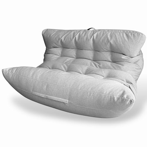 Aiire Doppel-Sitzsack für den Außenbereich, XXL, für 2 Personen, mit Füllung, ideal für Garten, Terrasse oder Wohnzimmer, Beanbag, Chair oder Sofa, Boden drinnen und draußen, Grau