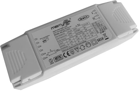 ML20C-PDV Merrytek 20W LED-Treiber dimmbar DALI 1-10V pushDIM Konstantstrom IP20 flickerfrei für LED Lampe Spots Panels Deckenleuchte 250-700mA 68V DC Schutzfunktion weiß
