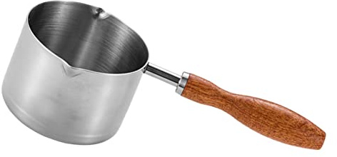 PRETYZOOM Casserole Inox Petite Avec Bec Verseur Résistante Chaleur Légère Et Portable Manche Long Pour Cuisson Et Versement Facile Du Lait Et Huile Compatible Batterie Cuisine Et Induction