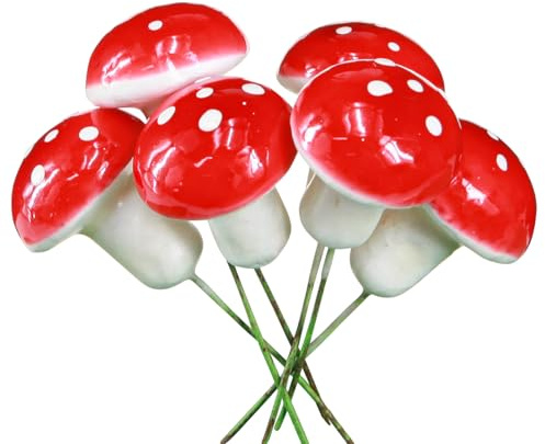 Floristik24 Deko Fliegenpilze zum Stecken am Draht Ø2,5cm - Glücksbringer für Sylvester & Herbstdekoration, 36 STK, 36 Stück