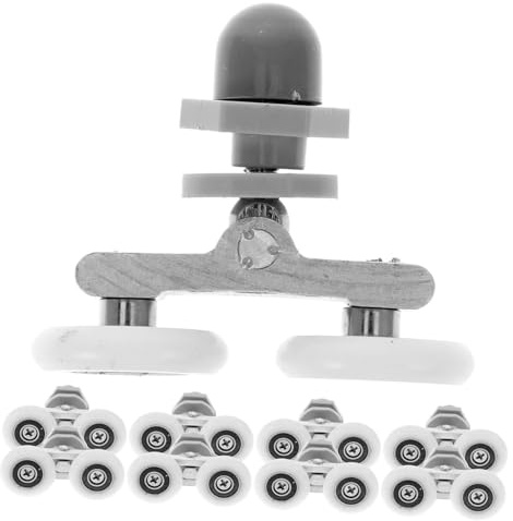 TOBBOMEY Ruedas Dobles para Puertas de Ducha 25 Mm de Plástico, Rodillos para Puertas Correderas de Baño, Poleas Resistentes para Mamparas de Ducha, Paquete de 8 Piezas, Repuesto Duradero
