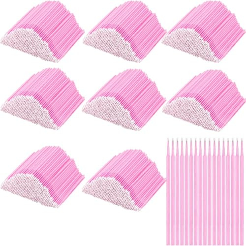 800 Pièces Micro Applicateurs Brosses, BetterJonny Microbrosses Cils Micro Brosse Maquillage Micro Pinceaux pour Extension de Cils,Coloration des Cils(Rose)