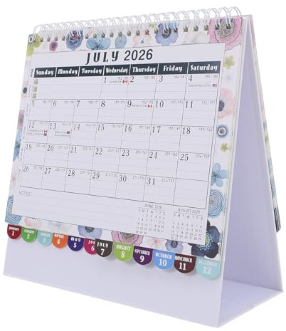 2026 månadskalender spiralspiral, liten vikbar bordsplanerare för kontor och hem, transparent display med datum på engelska, kompakt arrangör från ta