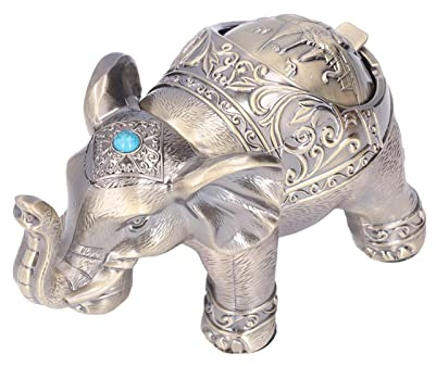 Tnfeeon Cendrier à Cigares, Cendrier en Métal éléphant Vintage, Conception Coupe-vent, Utilisation en Extérieur, Cadeau Créatif pour les Amateurs de Tabac