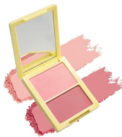 2 Colors Blush Rose, Finition Blush Poudre Mate Naturelle, Longue Durée | Fard a Joue Avec Miroir, Highly Pigmented Waterproof, Utilisable Fard a Joue et Fards à Paupières, Maquillage Femme