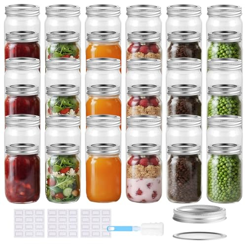 Artist Hand Einmachgläser 36er Set, Marmeladengläser 500 ml | Mit zweiteiligem Schraubdeckel, Etiketten und Reinigungsbürste, Gläser für Honig, Pesto, Overnight Oats und Vorräte