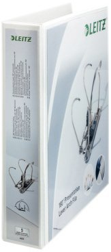 10er Pack Leitz 42250001 Präsentations-Ordner (A4 Überbreite, Rückenbreite 8 cm, zwei Außentaschen, graupappe, mit PP-Folienüberzug) weiß (10)