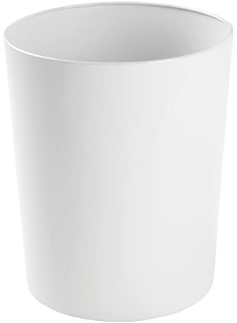 mDesign Abfalleimer aus Metall – schicker Papierkorb für Bad, Büro und Schlafzimmer – Mülleimer Bad auch für Papier etc. – weiß