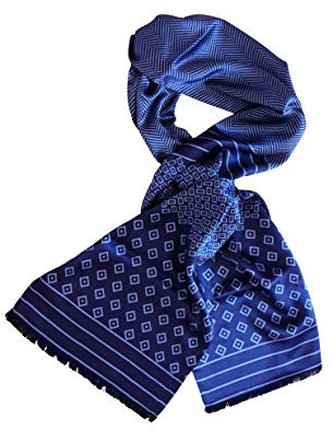Posh Gear Mujer Hombre bufanda de Seda Satinata, Azul 100% Seda