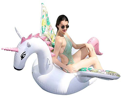 RANRANHOME Flotteur géant Gonflable de Piscine de Licorne, Valve Rapide, Jouet de Plage de Salon de Radeau de Piscine de PVC épaissi de Piscine, Piscine de Plage d'été (200X105 cm)