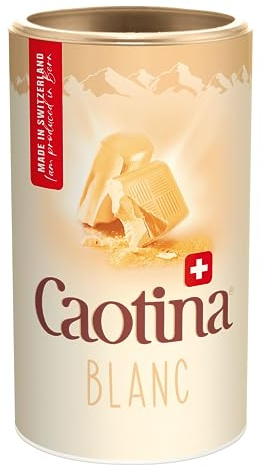 Caotina Blanc, chocolate blanco para beber, cacao en polvo con el mejor chocolate blanco suizo, chocolate caliente sostenible y certificado, 1x500g