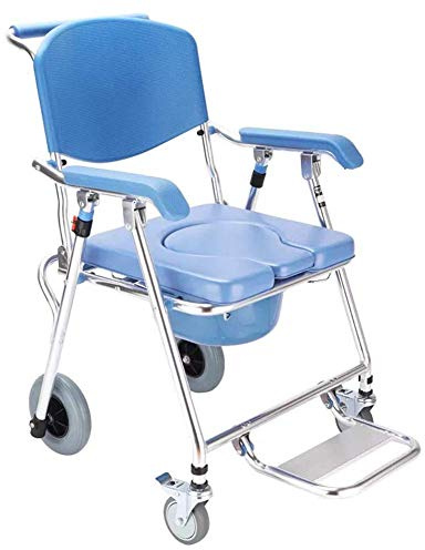 Mobile Collapsible Toilet Wheelchair, Elderly Wheelchair Accessible Wheelchair, With Four-inch Brake Universal Wheel
