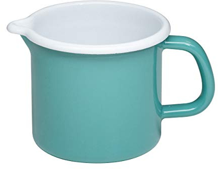 Riess, 0039-110, Schnabeltopf ø 10cm, NATURE GREEN MEDIUM, Grün, Emaille, Vol. (rec.): 0,8 Liter, Made in Österreich, LBH: 16,3x11,3x10,0cm, 0,320kg, Kanne mit Henkel, Deckel, Gasherd geeignet