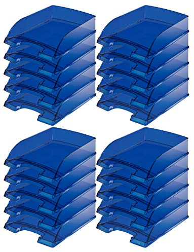 Leitz 5226 Plus Briefkorb, 7 cm Höhe, stapelbar, transparent (Blau, 20)