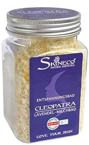 Skineco Bain de lait Cleopatra - Additif de bain durable avec lavande et lait de chèvre - Additif de bain à la lavande pour peaux sensibles - Bain de relaxation - Cosmétique naturel fait main