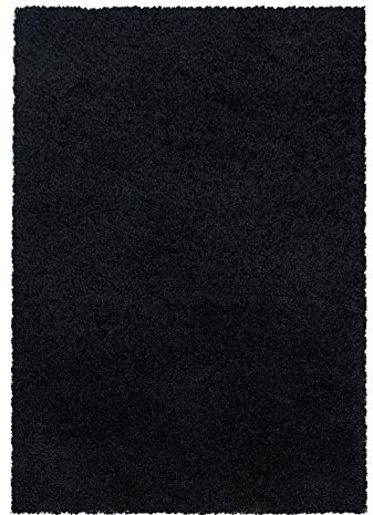 Teppium Moderner Hochflor Teppich Wohnzimmer 200x300 (200 x 290 cm) Schwarz - Shaggy Flauschiger Teppich, Extra Weich, Pflegeleicht und Einfarbig - für Schlafzimmer, Küche und Esszimmer
