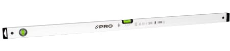 PRO600 Nivel de burbuja 120cm con 2% de inclinación -Perfil ergonómico y ERS+ (Easy Reading System) Nivel de precisión con tapones antichoque - Color Blanco