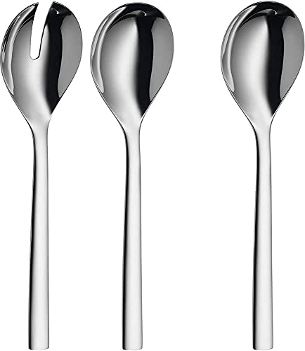 WMF Nuova Cubierto Ensalada 25 Cm, Acero Inoxidable Pulido, Pack De 1 Unidad + Nuova Cuchara Para Servir, Acero Inoxidable Pulido
