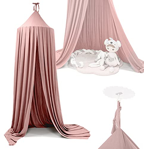 IKONKA Baldachin Vorhang Zelt Hängezelt Tipi Einzigartiges Hängendes Vordach Elegantes und Funktionelles Dekorationselement für Raum Einbausatz Länge des Verdecks 290 cm Rosa Pink