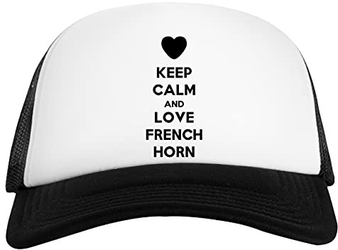 Keep Calm and Love French Horn Weiß Schwarz Unisex Baseball Cap White Black