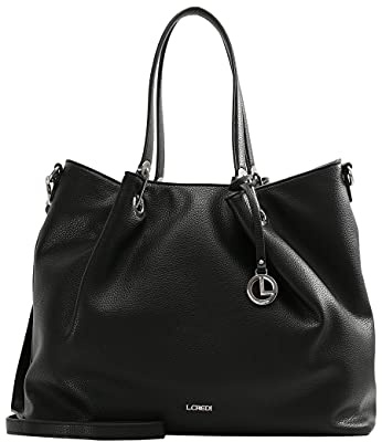 L.CREDI Handtasche Ebony mit Label-Applikationen