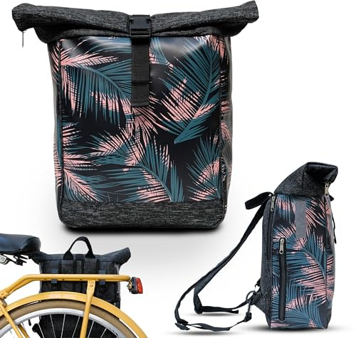 Ikuri Fahrradtasche/Rucksack Kombi Fahrradrucksack aus Plane für Gepäckträger Packtasche Wasserdicht für Frauen