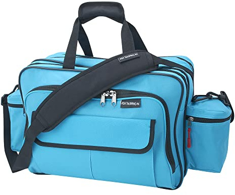 ASA TECHMED Nursing Bag with Compartments – Durable Medical Equipment Shoulder Bag for Nurses, Physicians, EMTs, Multi-Pocket, Nylon Reinforced, Adjustable Straps (Teal)