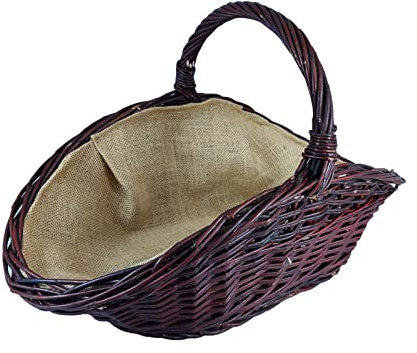 Panier en osier naturel - panier pour bûches de cheminée - avec ou sans jute - deux tailles au choix - fait main (57 x 34 H 21/33 cm, Avec du jute)