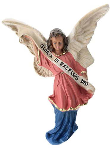 Holyart Presepe gesso Arte Barsanti: Statua Angelo Gloria gesso dipinto a mano 20 cm Arte Barsanti