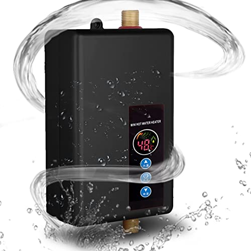 GDWD Chauffe-Eau instantané, Chauffe-Eau sans Réservoir 220V 5500W Chauffe-Eau Électrique Instantané avec Affichage LED, pour la Douche de Salle de Bains à la Maison (le noir)