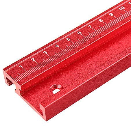 Acofuns Scala a T in lega di alluminio rossa, 300-1220 mm, tipo 45, per la lavorazione del legno, con scanalatura a T, per sega da banco, fresatrice (600 mm)