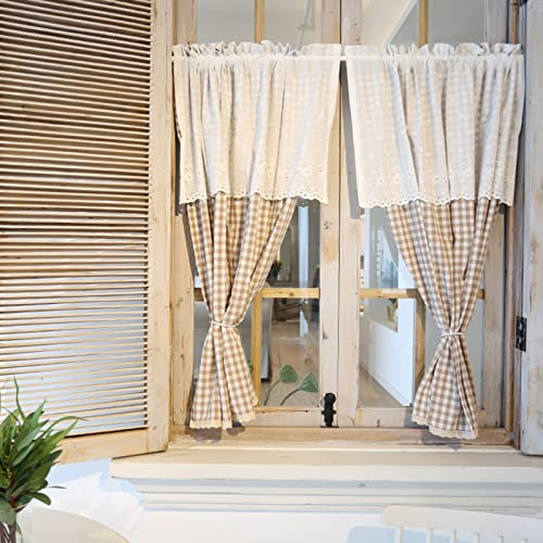 V3VOGUE Kurze Vorhänge Blickdicht Gardinenschals Küchenvorhang - Pastoraler Stil - Für Fenster, Balkon, Ankleidezimmer, Schlafzimmer, Schränke, Café-Vorhang 1 Stück 115x65cm 115x195cm