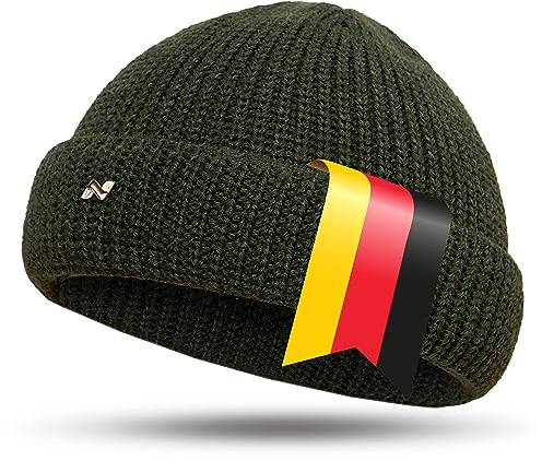 NYTTED® Kurze Fisherman Beanie Herren & Damen I Made in Germany - Seemannsmütze aus 100% feinster Schurwolle I Fischermütze Herren & Damen I Docker Mütze