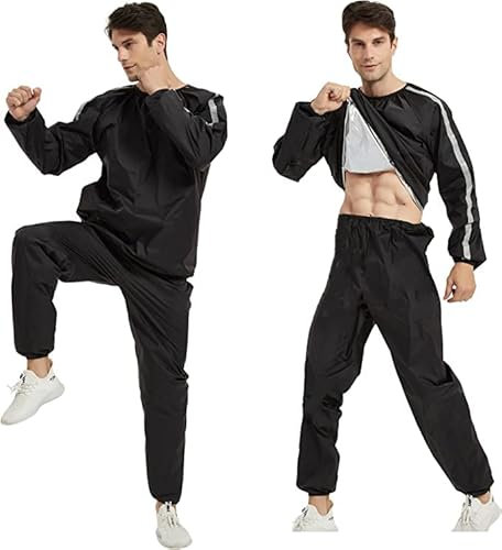 Jiamusi Bastuset för män och kvinnor, bastujacka, lätt bastudräkt för män, för sport, ripstop-sportkläder, gym, träning (bastudräkt, 2XL)