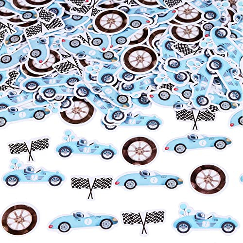Race Car Geburtstag Dekorationen Für Jungen - 200 Stück Racing Car Flag Konfetti Blau, Zwei Schnelle Geburtstag Tischdekorationen, Let's Go Racing Themed 2nd Birthday Party Supplies