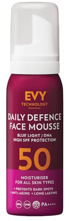 EVY Tagescreme Mousse (75ml) mit UV-Schutz LSF 50 - neueste Anti-Aging Technologie, feuchtigkeitsspendend, parfümfrei, vegan. Scincancer Awareness Program