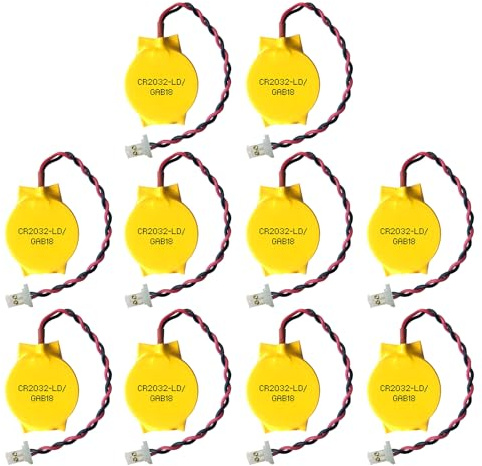 EEMB 10PACK 3V CR2032 CMOS Battery with Wire Leads and MOLEX Connector Computer Replacement Battery for Alienware R1 M18 Area-51 M9700