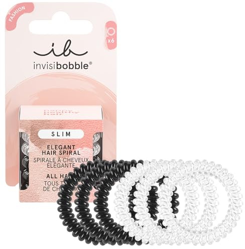 invisibobble Slim Haargummi Day and Night I 6x Dünne Haargummis schwarz & weiß für Mädchen & Damen I eleganter Look & starker Halt I designed im Herzen Münchens