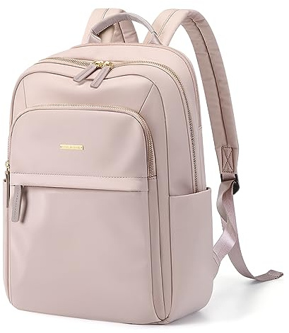 GOLF QUALITY Rucksack Damen Laptop Rucksack 14 Zoll, Wasserdichter Rucksack Damen groß Schultasche mit Laptopfach für Arbeit Reise Uni Lehrer Tasche, Rose grau Tagesrucksack