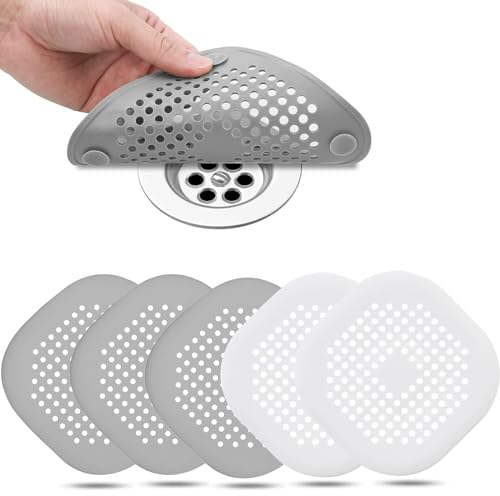 5 Pezzi Raccogli Capelli Doccia,Filtro Doccia Capelli,Filtro Scarico Doccia con Ventosa,Filtro per Lavello in Silicone,Protezione Scarico Lavello,per Cucina,Vasca e Bagno
