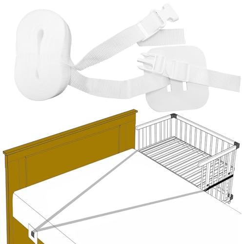 tekenewbse 6 m Correa para Cuna de Bebé, Protector Cuna Fijación de Auxiliar Accesorios de Cama, Camas Auxiliares Correa de para Ayudar a Fijar la Cuna, Universal para Camas Somier Blanco Accesorios
