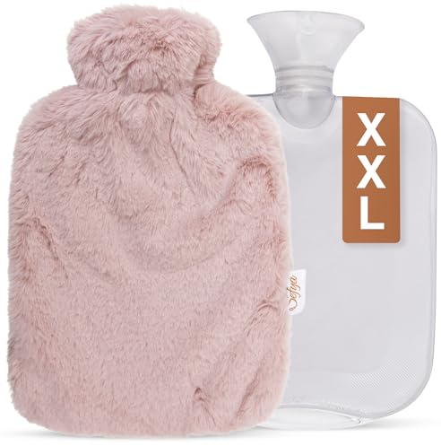 Sefya XXL Wärmflasche mit Bezug - Wärmflasche Lang Rosa mit Reißverschluss, Wärmflasche Groß für Kinder & Erwachsene, Wärmflaschen Geschenk für Frauen & Freundin - 3L