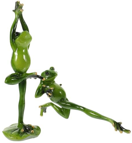 Milisten Yoga Frog Ornaments 2 Pcs Resin Figurines 9.25 Inch Creative Stable Desktop Decorations for Home Wine Cabinet Table