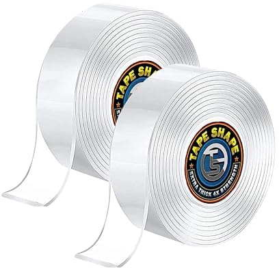 4All 2 Packs Double Sided Nano Adhesive Tape Reusable Tape Washable Clear Mounting Tape Gel Grip for Kitchen Party Photos Poster Carpet Fixing (THICKNESS 1mm, LENGTH 1m)