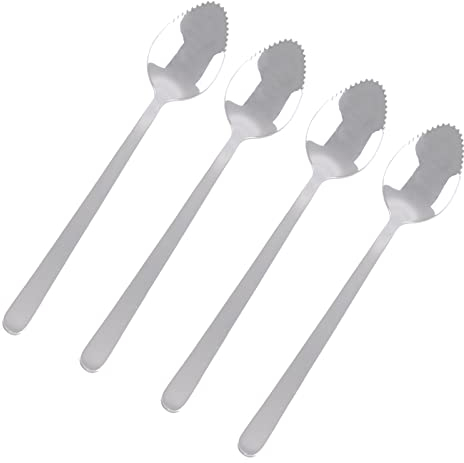 MISUVRSE 4pcs Grapefruitlöffel Edelstahl Grapefruit Löffel Utensilien Set Gezackte Kante Und Dicke Gauge Küche Werkzeugschaber Löffel Spatel Spatel
