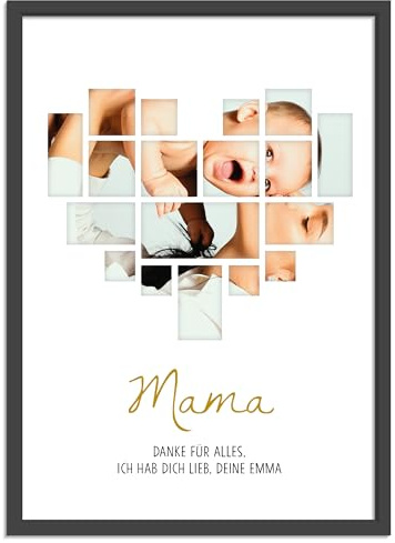 OWLBOOK® Muttertagsgeschenk Bild | Personalisierte Geschenke für Frauen | Fotogeschenke Geschenke zum Muttertag | Muttertagsgeschenke für Mama | Herz Mosaik | Papier