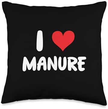 I Love Manure - Heart - Cow Cattle Farm Farmer Farming Throw Pillow